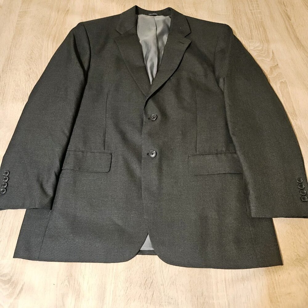 SADDLEBRED Mens 42R Sport Coat Blazer Gray Polyester Viscose Suit Jacket EUC